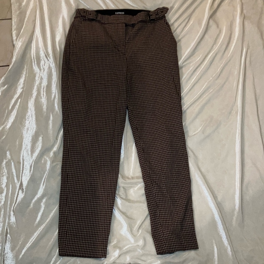 Express Straight Leg Brown Pants with Subtle Texture